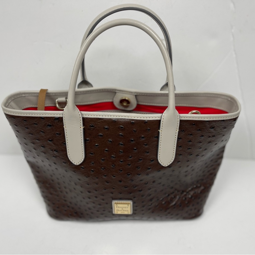 DOONEY & BOURKE LEATHER OSTRICH BRIELLE SATCHEL CROSSBODY ESPRESSO